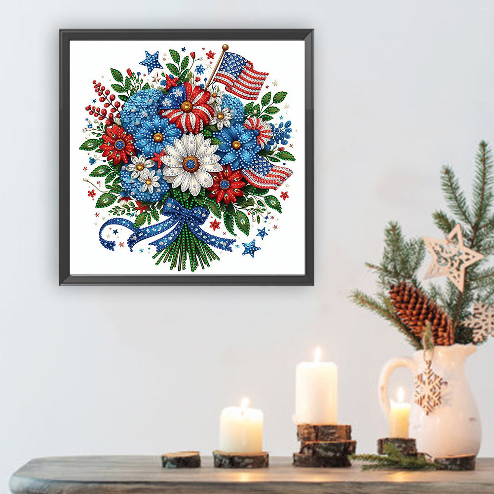Independence Day Bouquet - Special Shaped Drill Diamond Painting 30*30CM