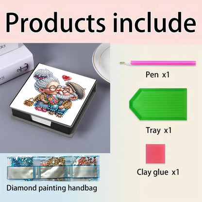 Leather 5D Diamond Painting Kit Note Box Diamond Art Notepad Box for Home Office