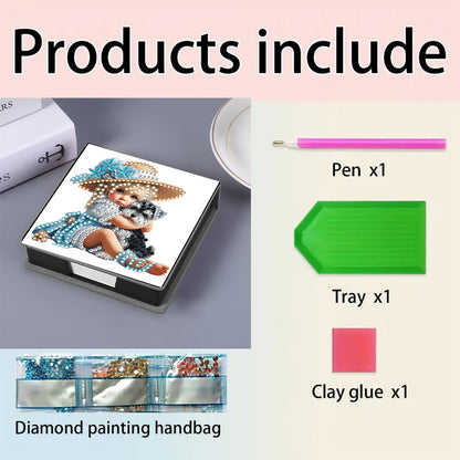Leather 5D Diamond Painting Kit Note Box Diamond Art Notepad Box for Home Office