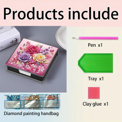 Leather 5D Diamond Painting Kit Note Box Diamond Art Notepad Box for Home Office