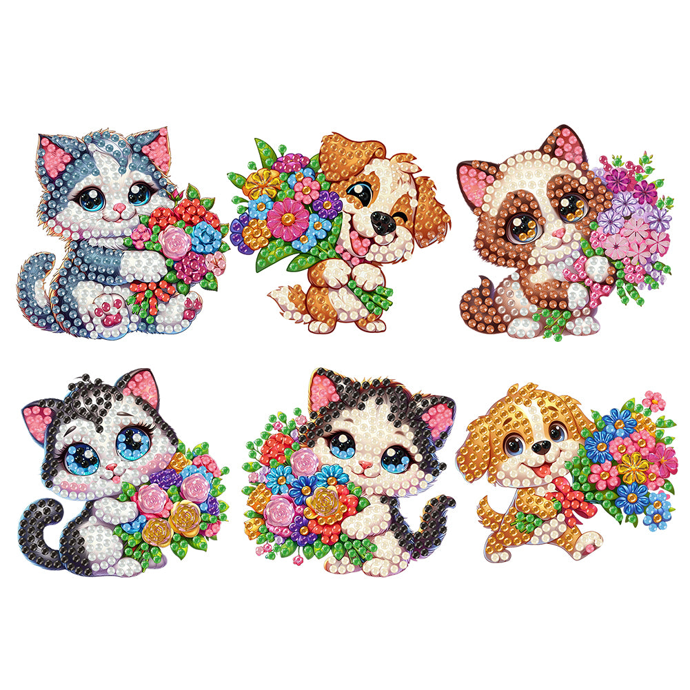 6Pcs Diamond Painting Refrigerator Magnets Diamond Art Kits for Adults Beginners