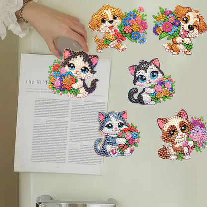 6Pcs Diamond Painting Refrigerator Magnets Diamond Art Kits for Adults Beginners