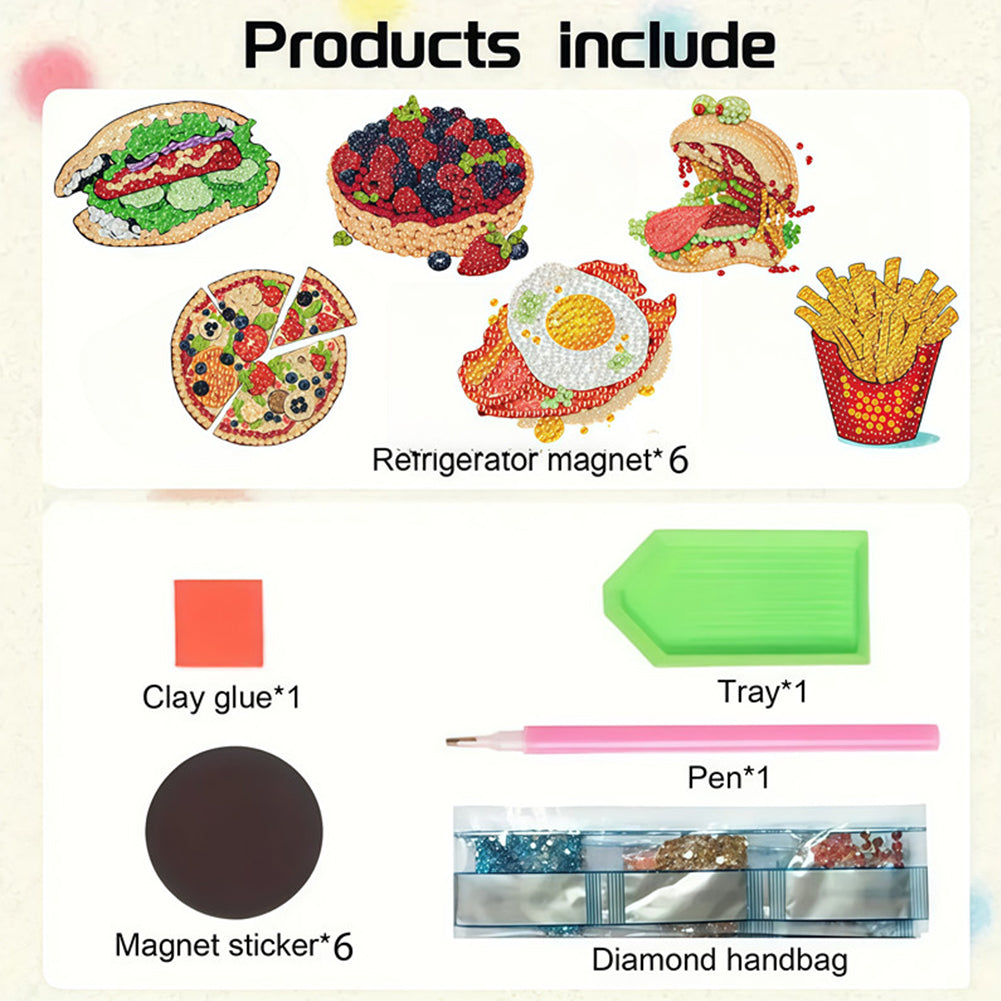 6Pcs Diamond Painting Refrigerator Magnets Diamond Art Kits for Adults Beginners