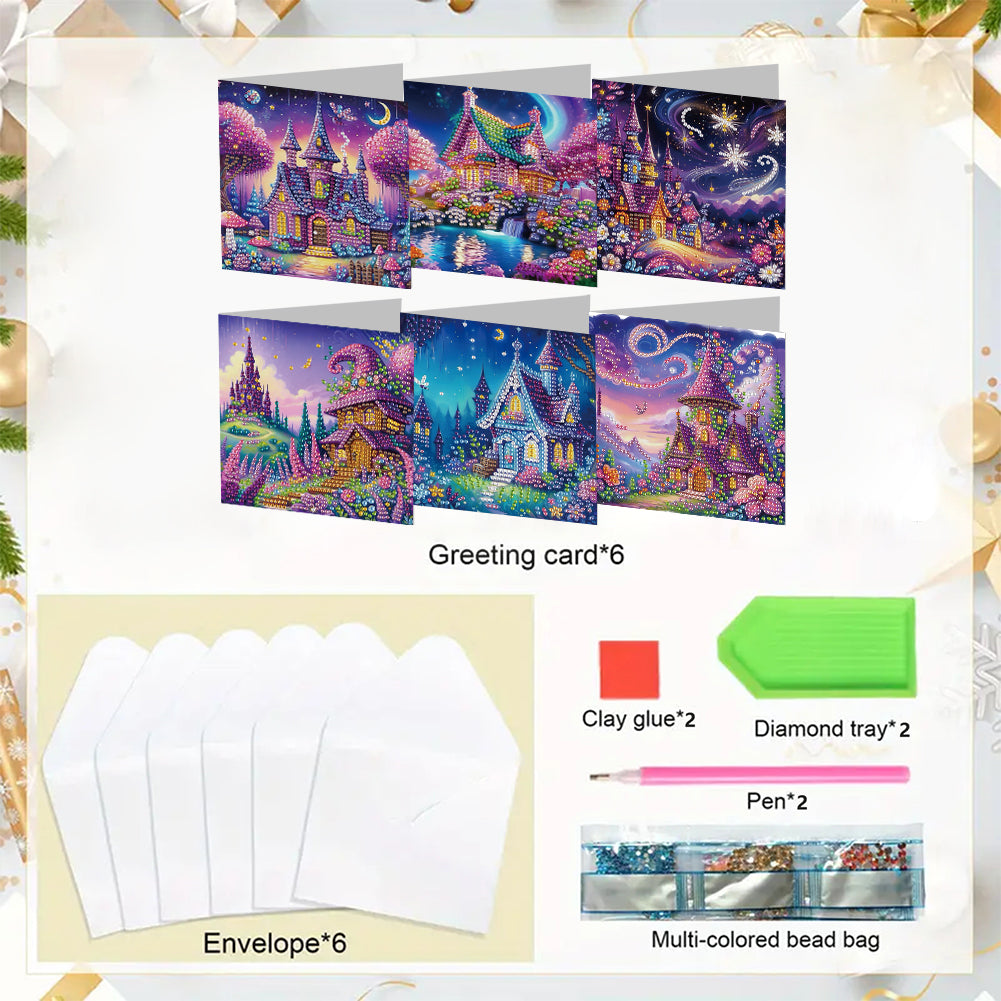 6pcs Diamond Painting Greeting Cards Handmade DIY Diamond Art Cards for Adults