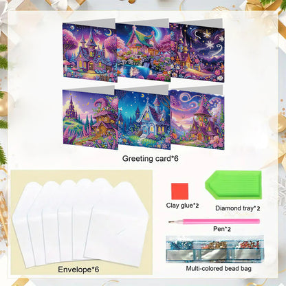 6pcs Diamond Painting Greeting Cards Handmade DIY Diamond Art Cards for Adults