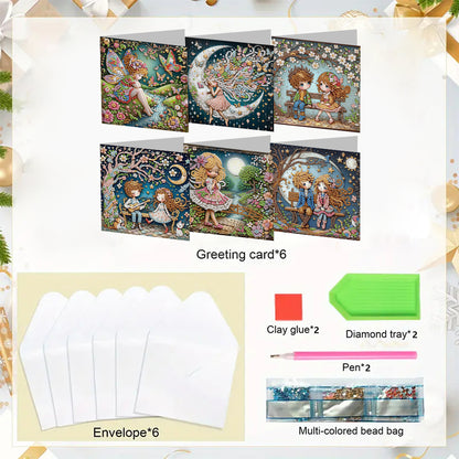 6pcs Diamond Painting Greeting Cards Handmade DIY Diamond Art Cards for Adults