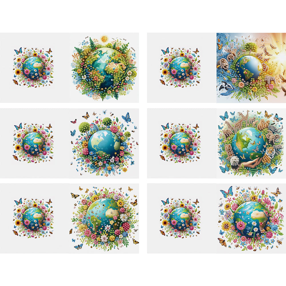 6pcs Diamond Painting Greeting Cards Handmade DIY Diamond Art Cards for Adults