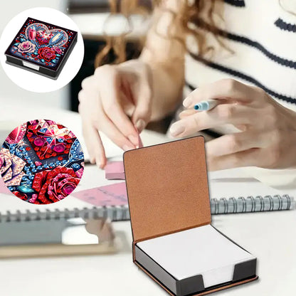Leather Animals Diamond Painting Notecard Box Flowers Gem Art Sticky Note Holder
