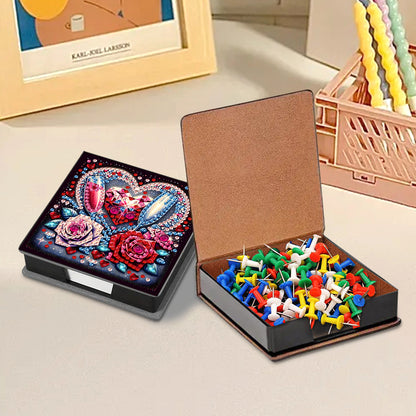 Leather Animals Diamond Painting Notecard Box Flowers Gem Art Sticky Note Holder