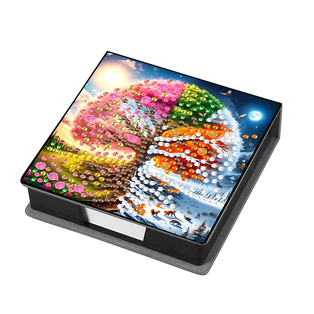 Leather Animals Diamond Painting Notecard Box Flowers Gem Art Sticky Note Holder