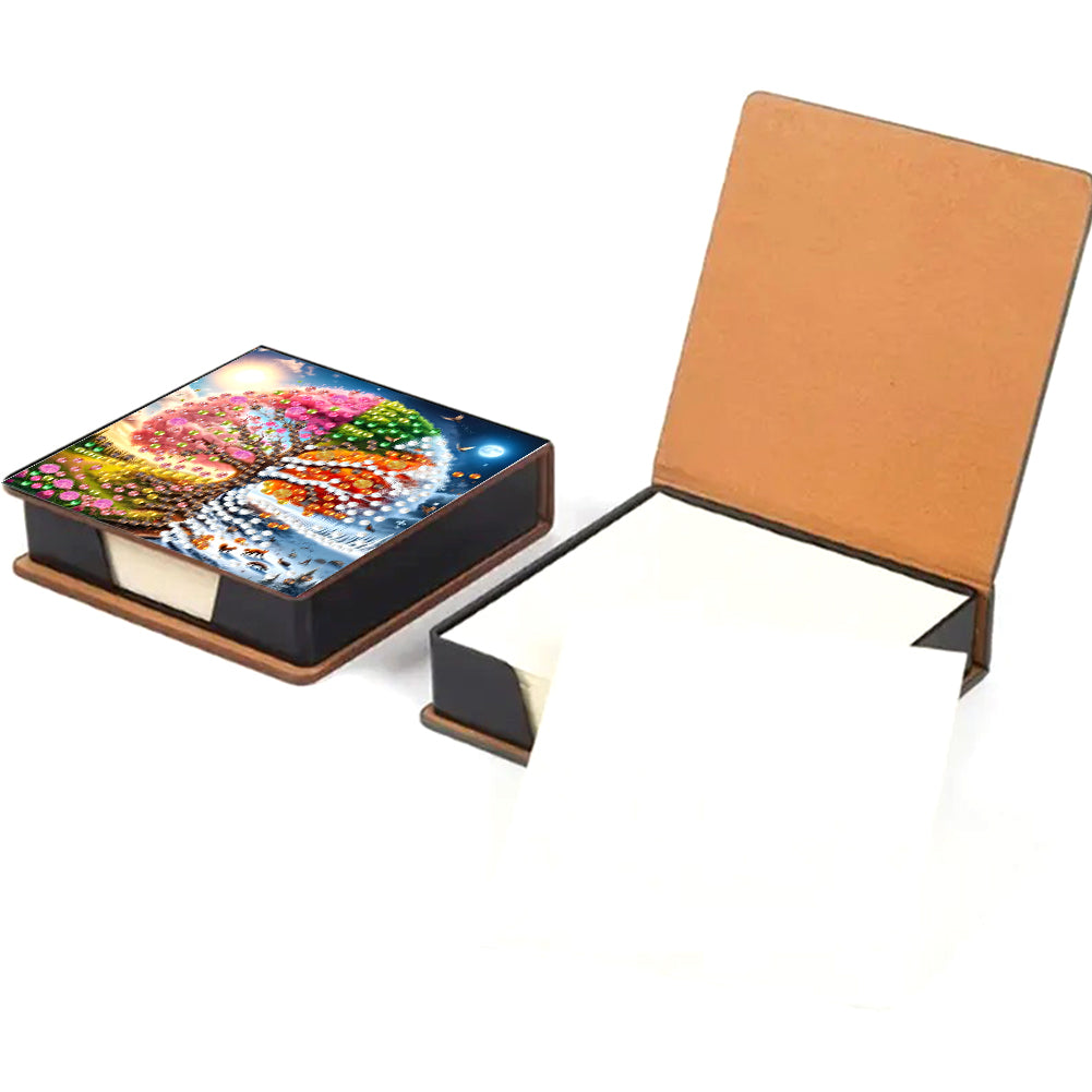 Leather Animals Diamond Painting Notecard Box Flowers Gem Art Sticky Note Holder