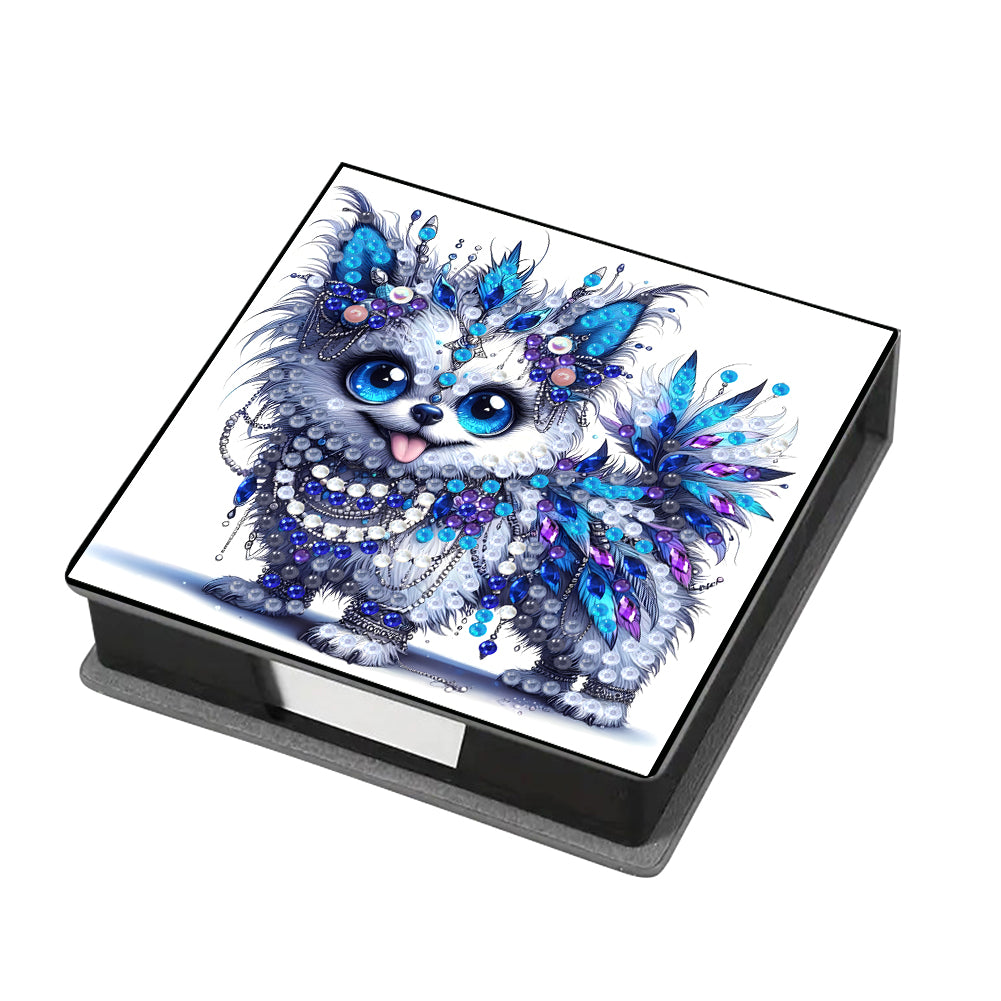 Leather Animals Diamond Painting Notecard Box Flowers Gem Art Sticky Note Holder