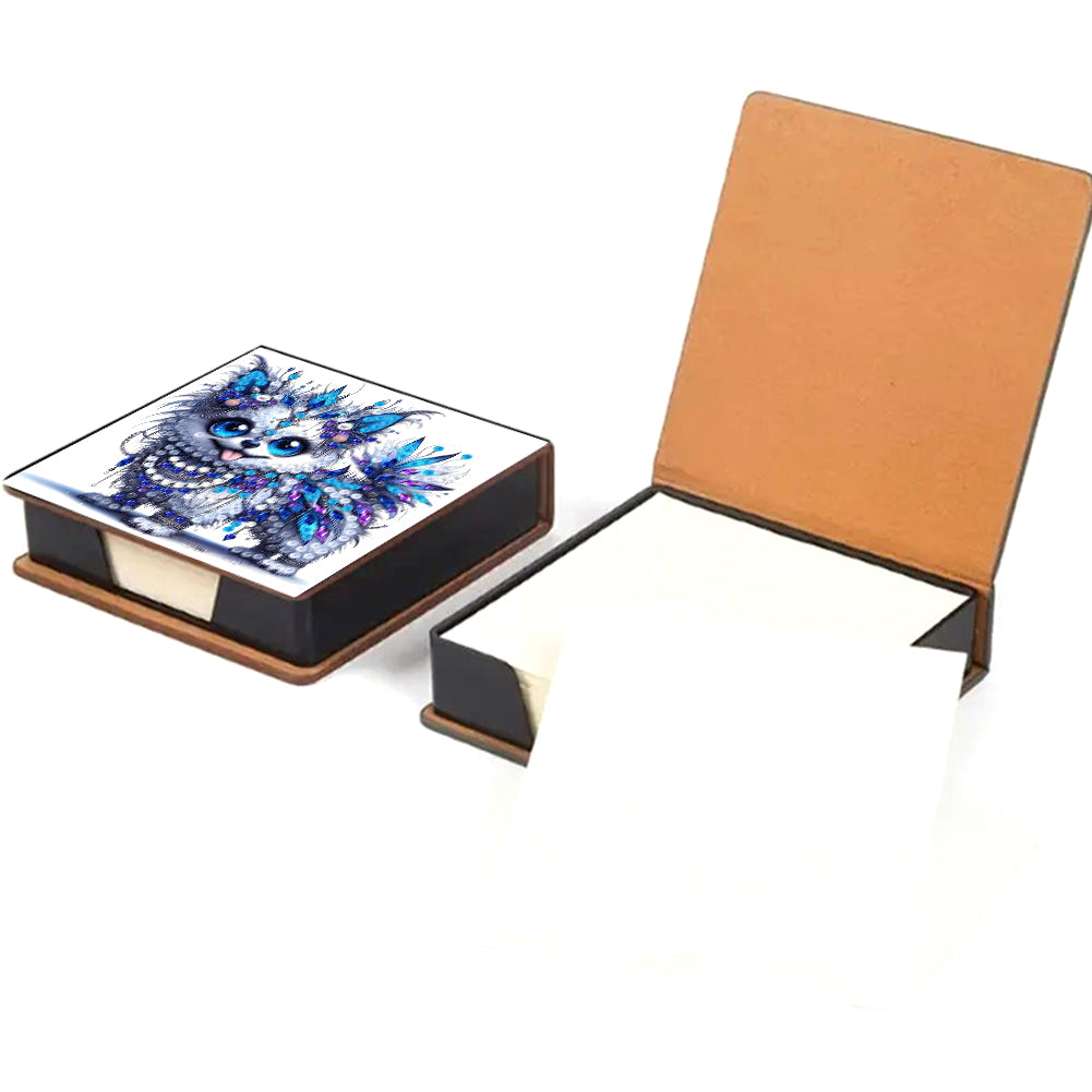 Leather Animals Diamond Painting Notecard Box Flowers Gem Art Sticky Note Holder