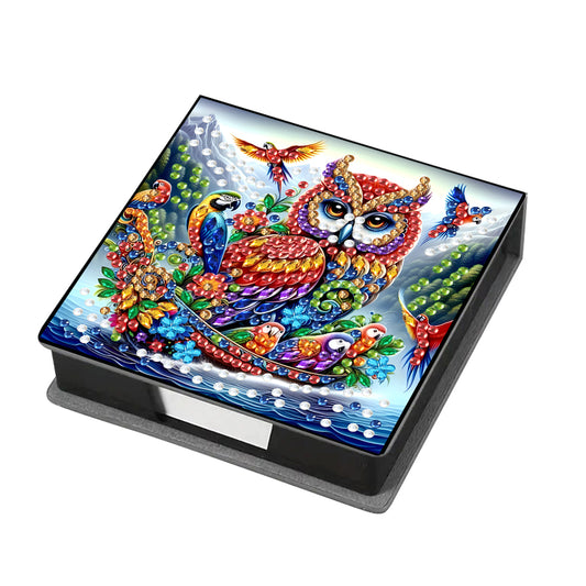 Leather Animals Diamond Painting Notecard Box Flowers Gem Art Sticky Note Holder