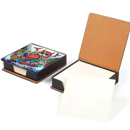 Leather Animals Diamond Painting Notecard Box Flowers Gem Art Sticky Note Holder