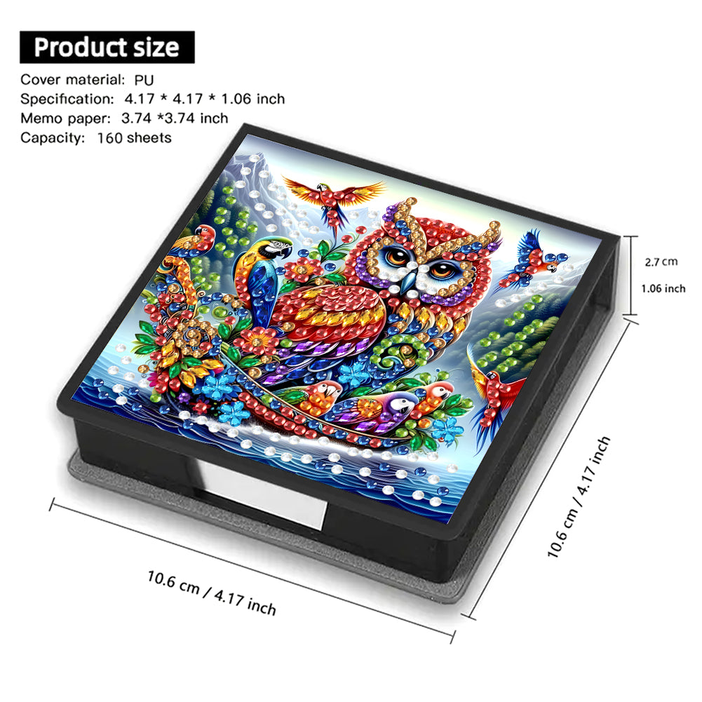 Leather Animals Diamond Painting Notecard Box Flowers Gem Art Sticky Note Holder