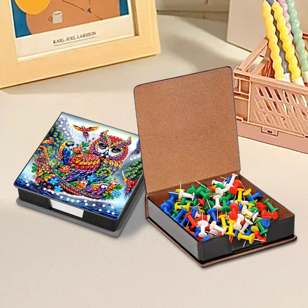 Leather Animals Diamond Painting Notecard Box Flowers Gem Art Sticky Note Holder