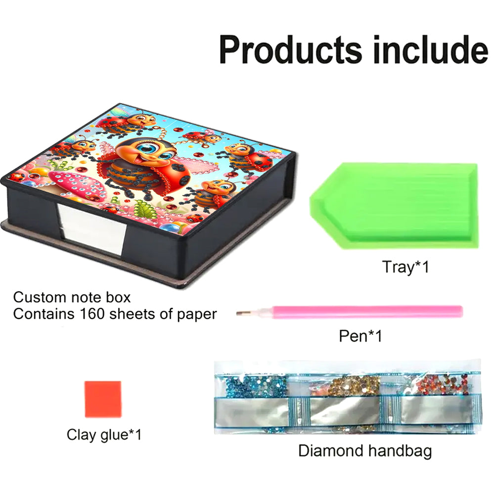 Leather Animals Diamond Painting Notecard Box Flowers Gem Art Sticky Note Holder