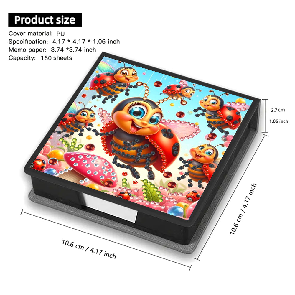 Leather Animals Diamond Painting Notecard Box Flowers Gem Art Sticky Note Holder