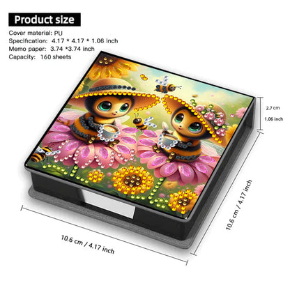 Leather Animals Diamond Painting Notecard Box Flowers Gem Art Sticky Note Holder