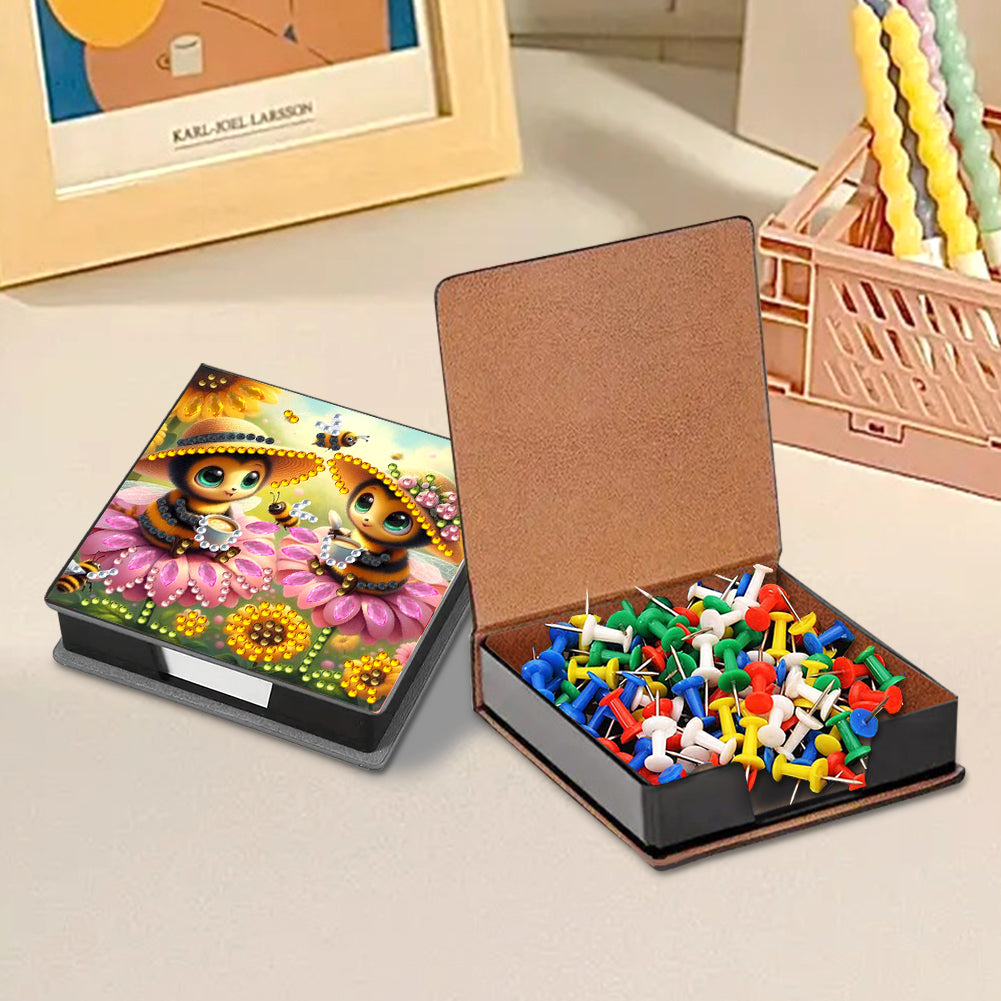 Leather Animals Diamond Painting Notecard Box Flowers Gem Art Sticky Note Holder