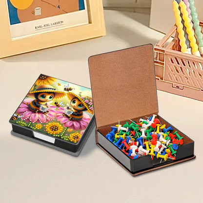 Leather Animals Diamond Painting Notecard Box Flowers Gem Art Sticky Note Holder
