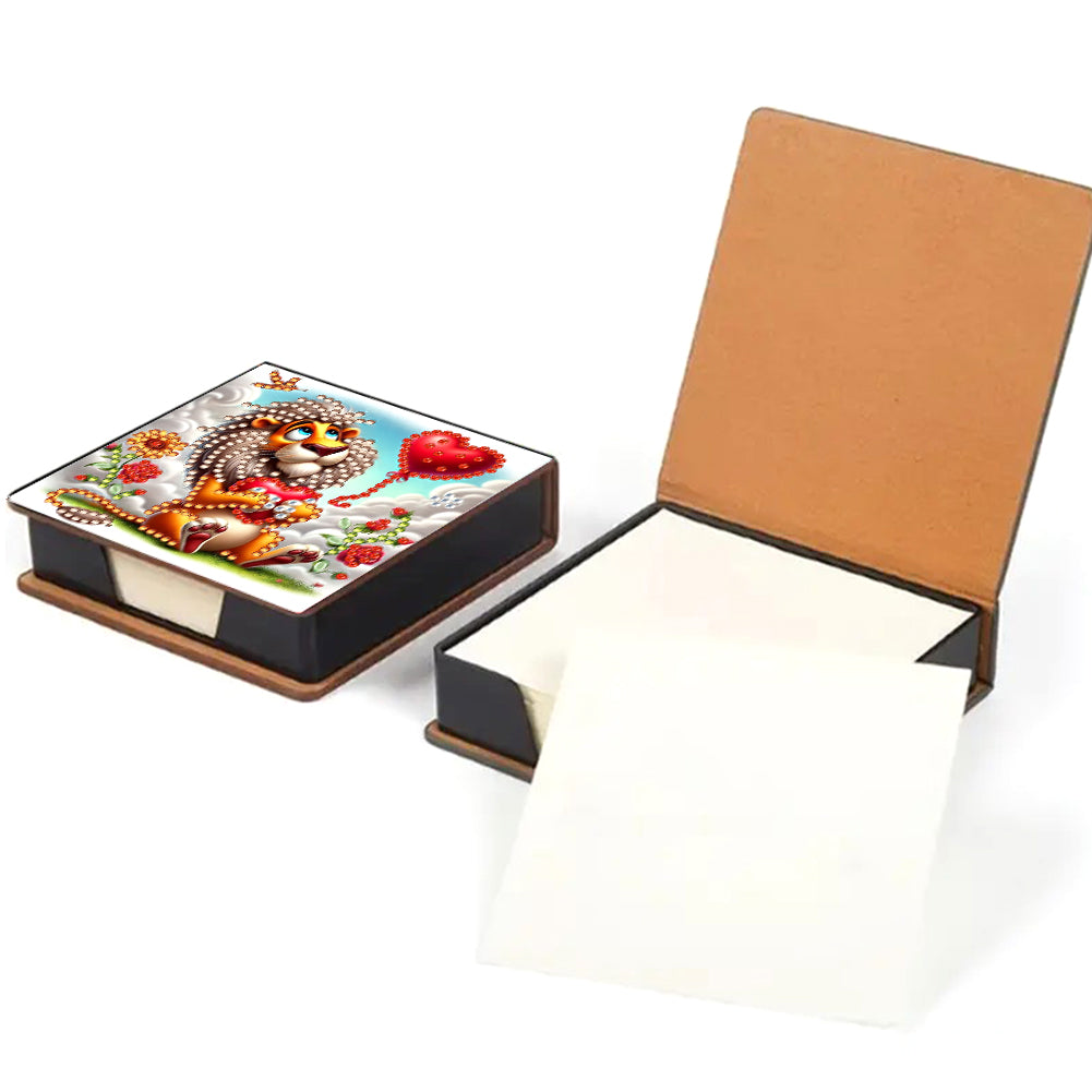 Leather Animals Diamond Painting Notecard Box Flowers Gem Art Sticky Note Holder