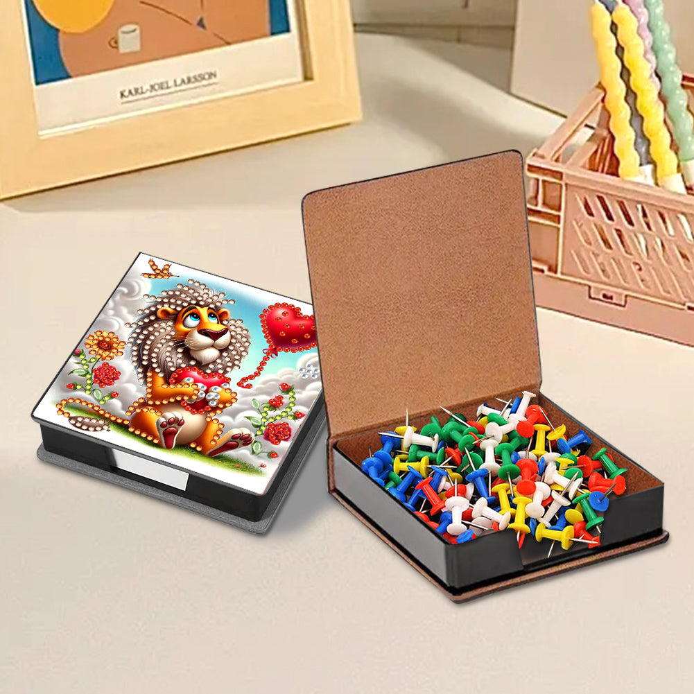 Leather Animals Diamond Painting Notecard Box Flowers Gem Art Sticky Note Holder