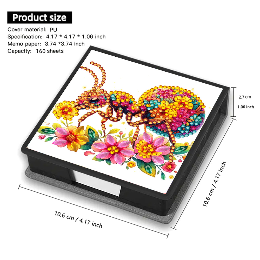 Leather Animals Diamond Painting Notecard Box Flowers Gem Art Sticky Note Holder