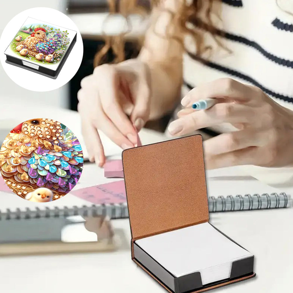 Leather Animals Diamond Painting Notecard Box Flowers Gem Art Sticky Note Holder