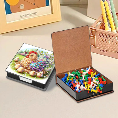 Leather Animals Diamond Painting Notecard Box Flowers Gem Art Sticky Note Holder