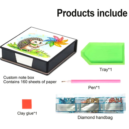 Leather Animals Diamond Painting Notecard Box Flowers Gem Art Sticky Note Holder