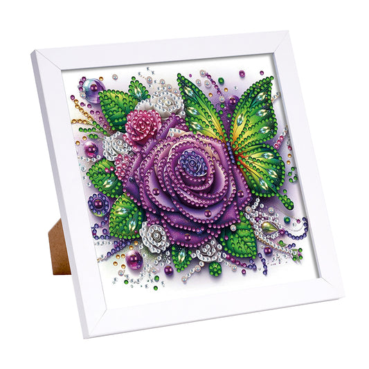 Rose Butterfly - Special Shaped Drill Diamond Painting 18*18CM