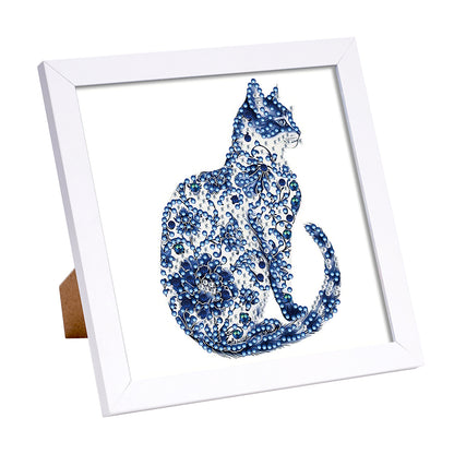 Blue Cat - Special Shaped Drill Diamond Painting 18*18CM