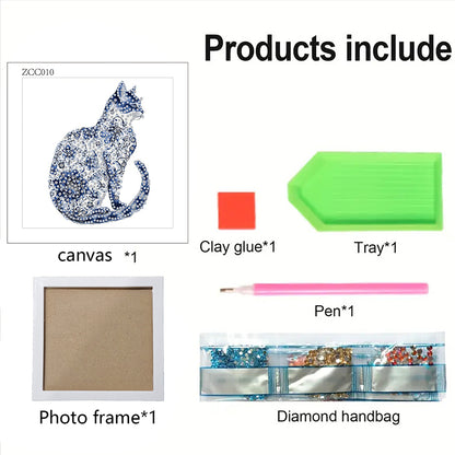 Blue Cat - Special Shaped Drill Diamond Painting 18*18CM