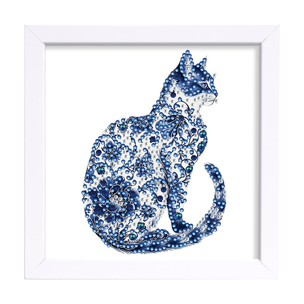 Blue Cat - Special Shaped Drill Diamond Painting 18*18CM