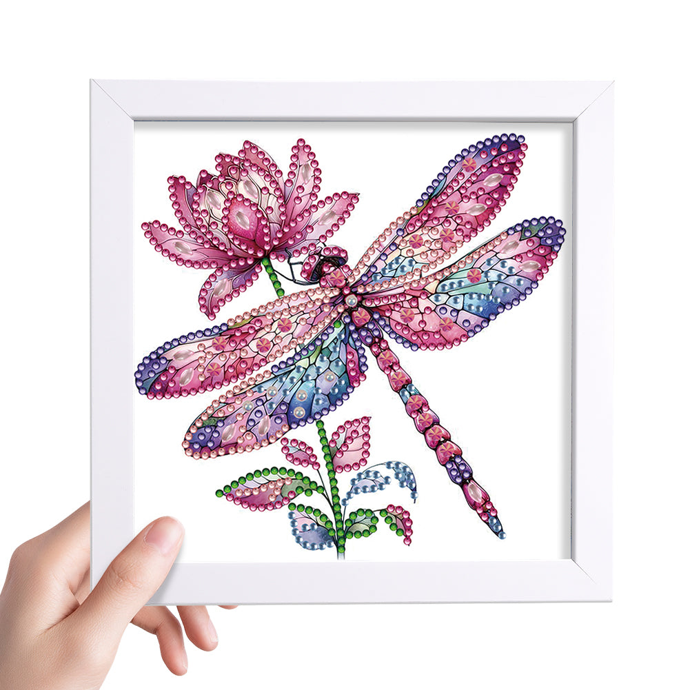Pink Dragonfly - Special Shaped Drill Diamond Painting 18*18CM