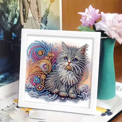 Cat - Special Shaped Drill Diamond Painting 18*18CM