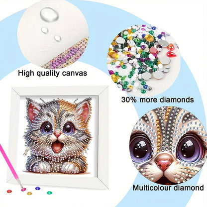Happy Cat - Special Shaped Drill Diamond Painting 18*18CM
