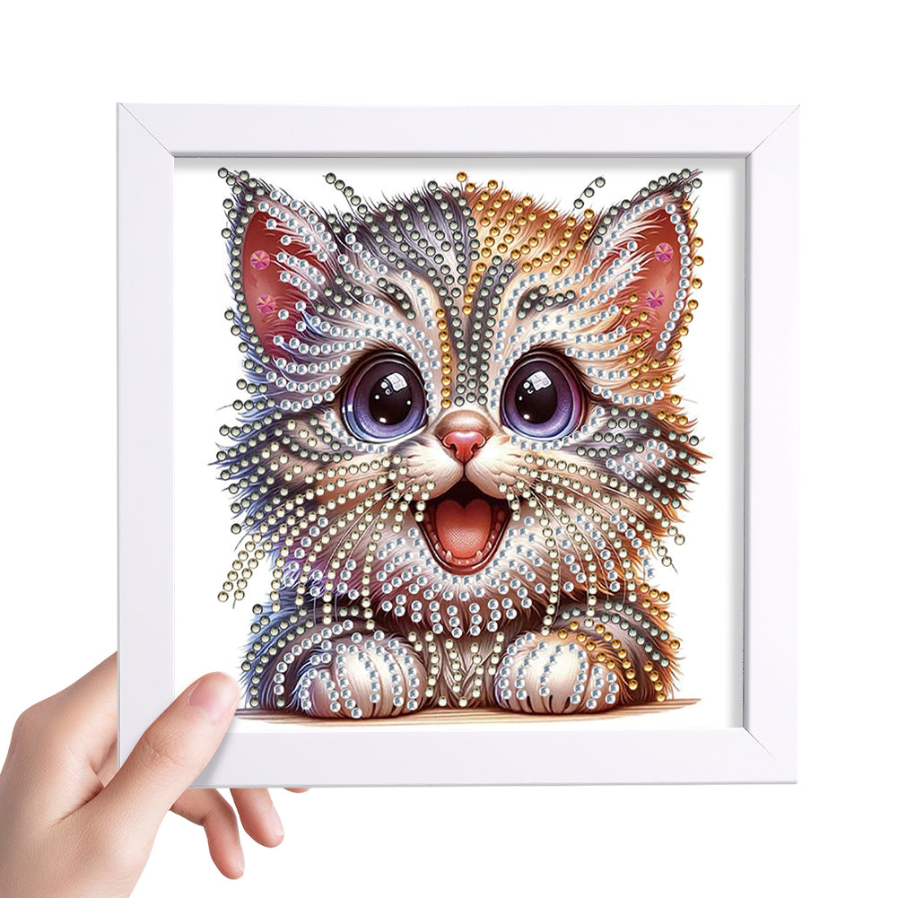 Happy Cat - Special Shaped Drill Diamond Painting 18*18CM