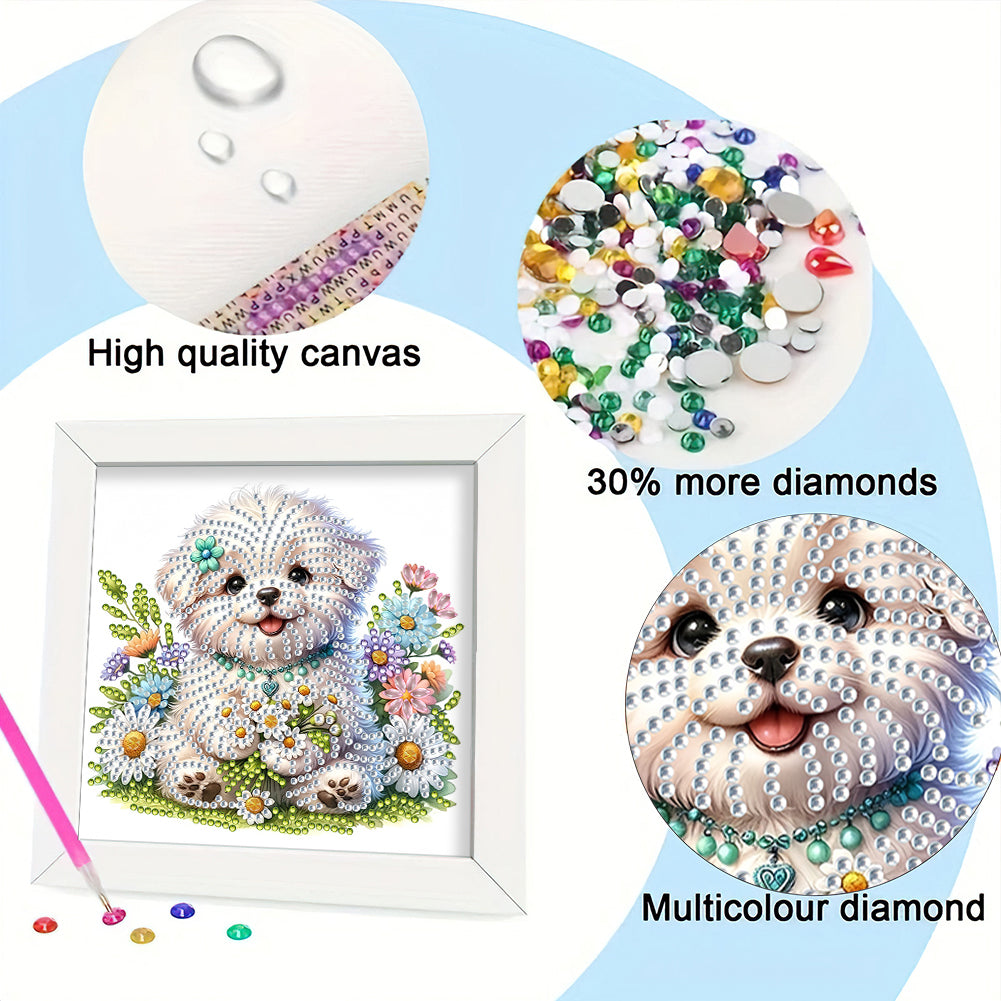 Little White Dog - Special Shaped Drill Diamond Painting 18*18CM