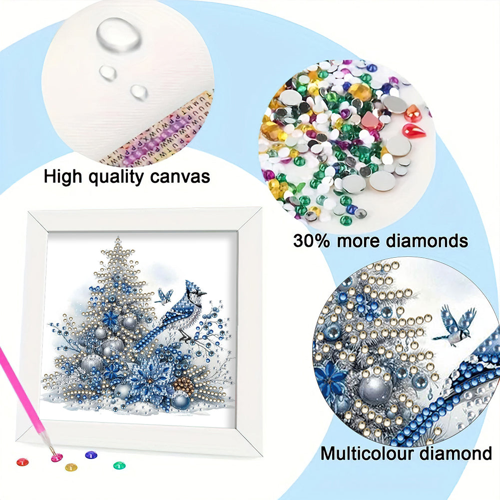 Christmas Blue Tit - Special Shaped Drill Diamond Painting 18*18CM