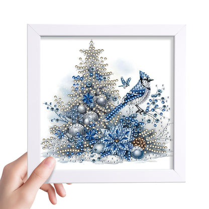 Christmas Blue Tit - Special Shaped Drill Diamond Painting 18*18CM