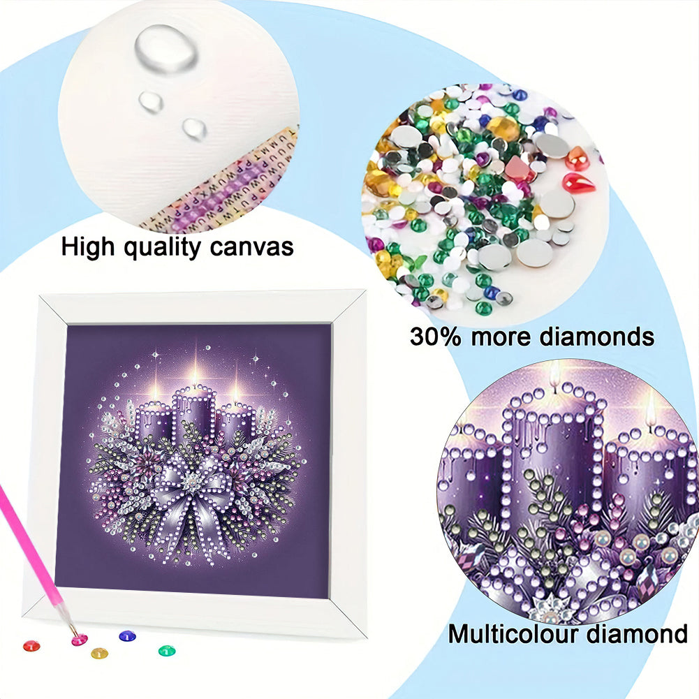Christmas Candle Bow - Special Shaped Drill Diamond Painting 18*18CM