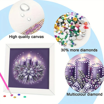 Christmas Candle Bow - Special Shaped Drill Diamond Painting 18*18CM