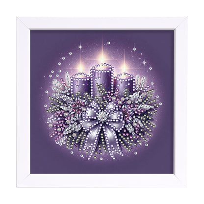Christmas Candle Bow - Special Shaped Drill Diamond Painting 18*18CM