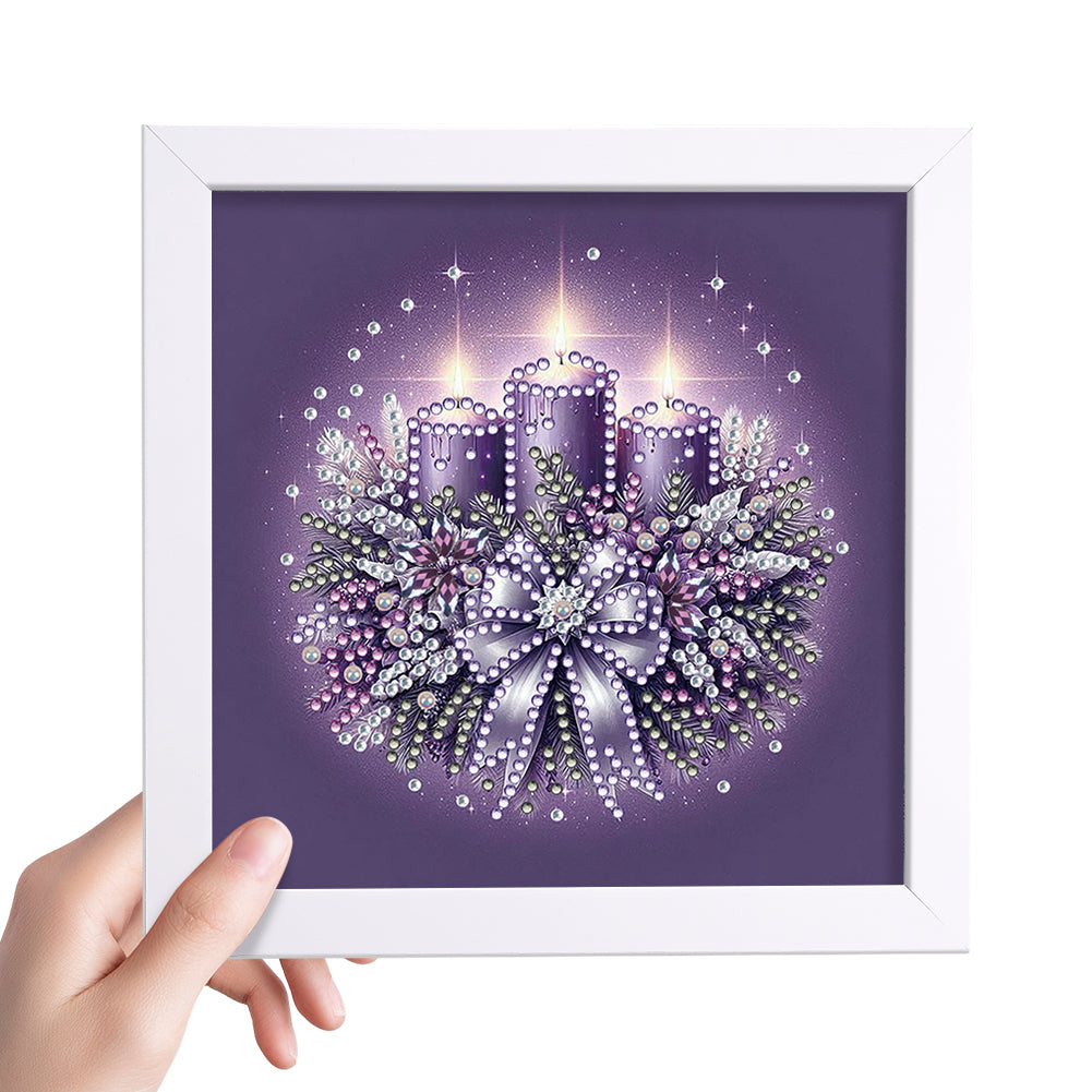 Christmas Candle Bow - Special Shaped Drill Diamond Painting 18*18CM