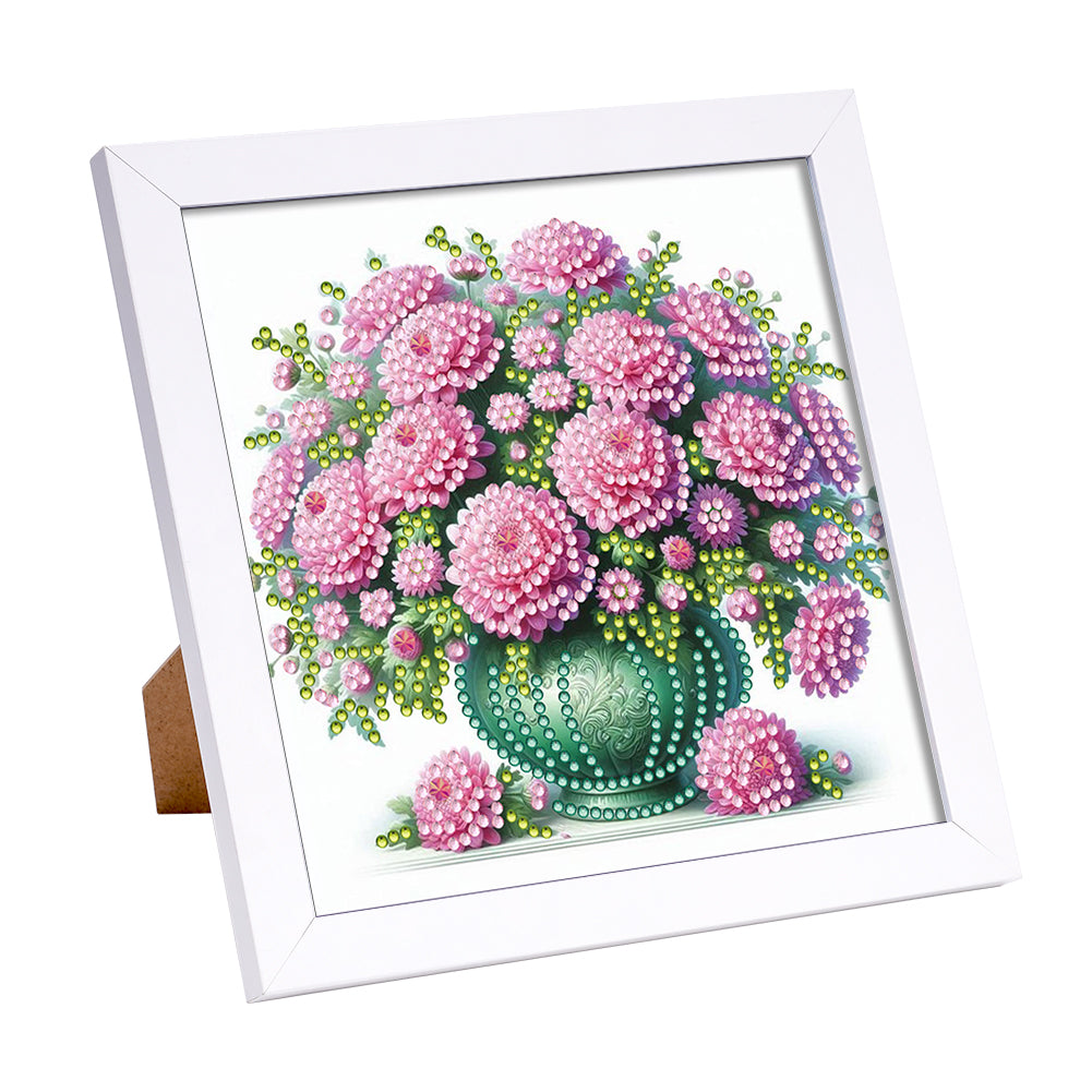Pink Flower - Special Shaped Drill Diamond Painting 18*18CM