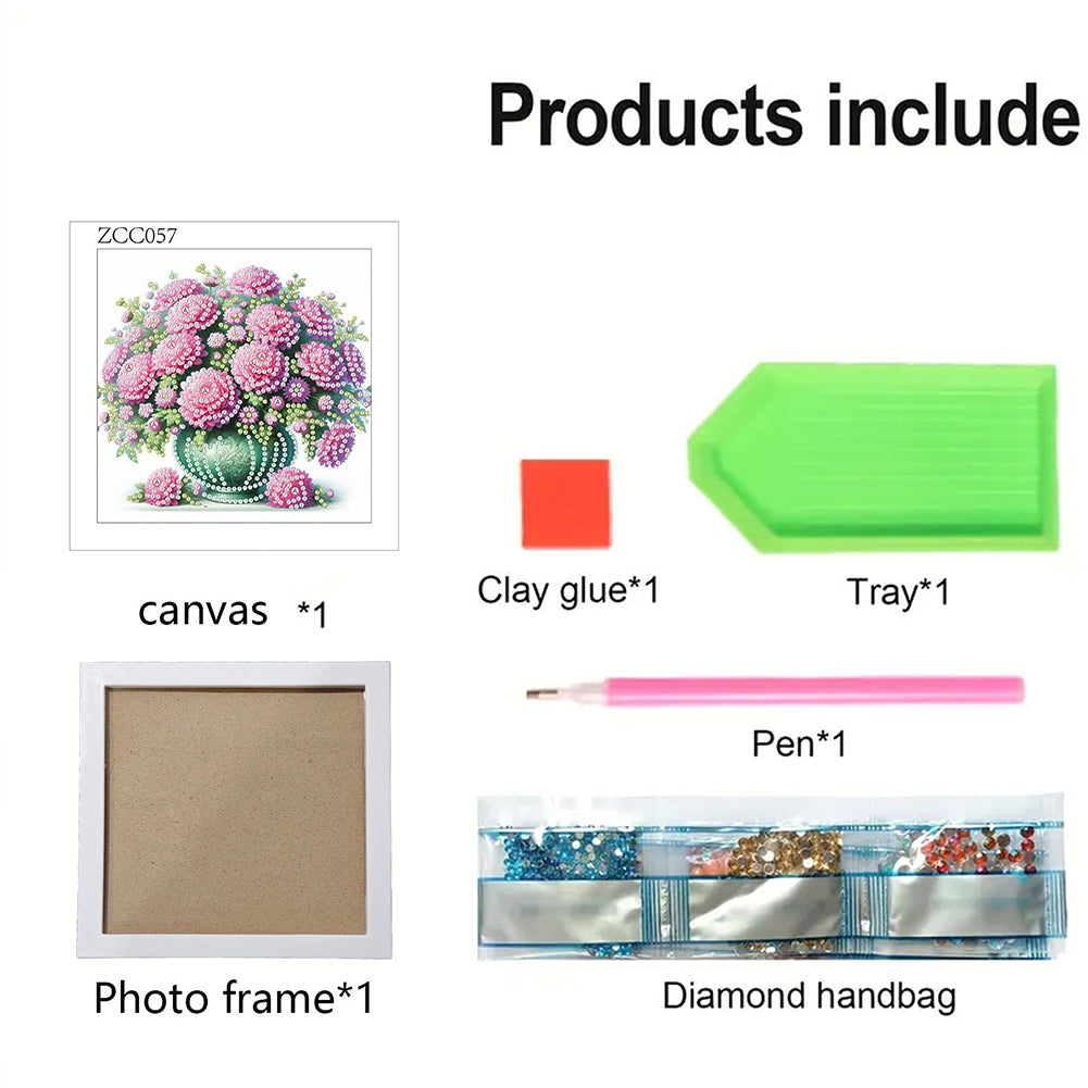 Pink Flower - Special Shaped Drill Diamond Painting 18*18CM