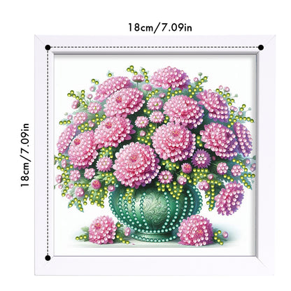 Pink Flower - Special Shaped Drill Diamond Painting 18*18CM